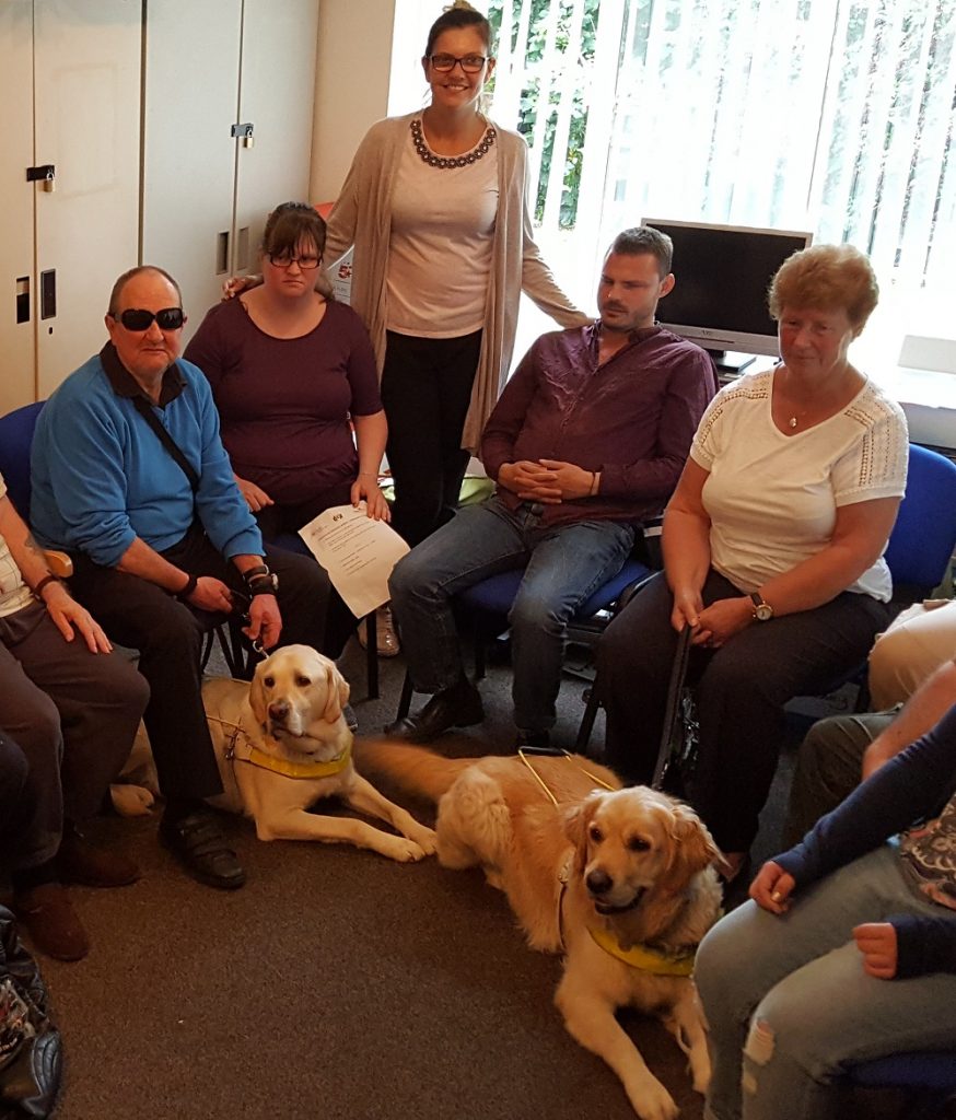 Blind people, guide dogs