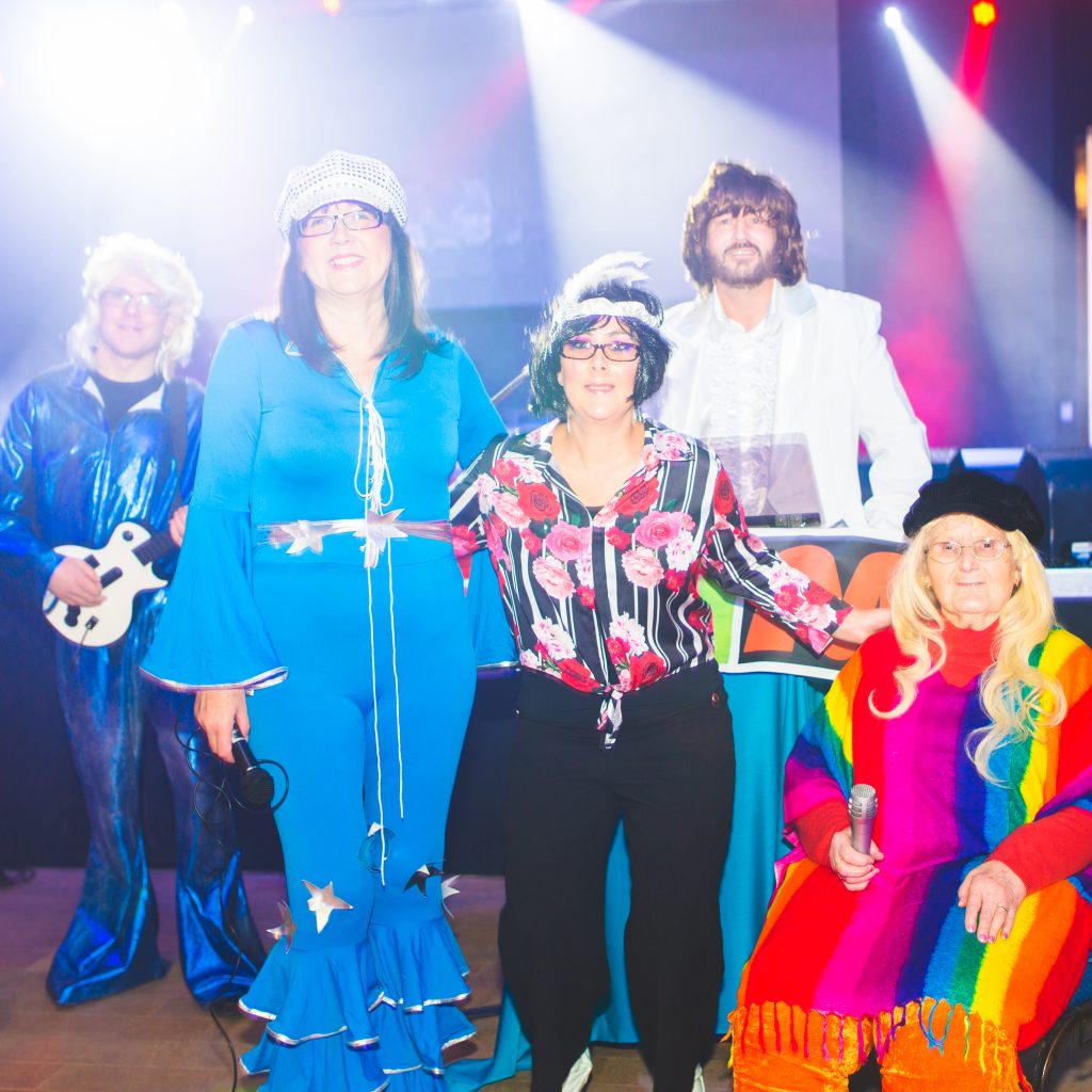 People dressed as ABBA, talent night